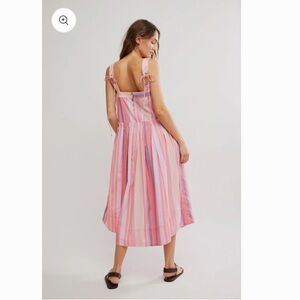 Free People Pink Striped Midi Dress
